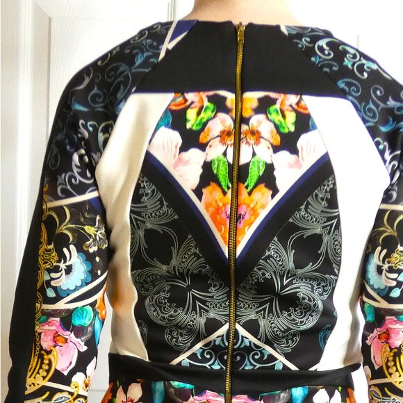 River Island Dress Wm Sz 8 Abstract Stretchy Unique Posh British Bombshell OOAK - Picture 6 of 12